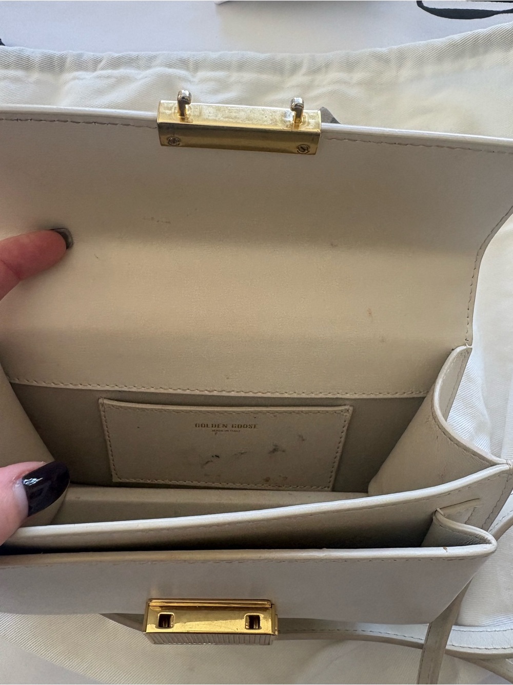Golden Goose Cream Leather Shoulder Bag with Gold Hardware - Picture 7 of 10